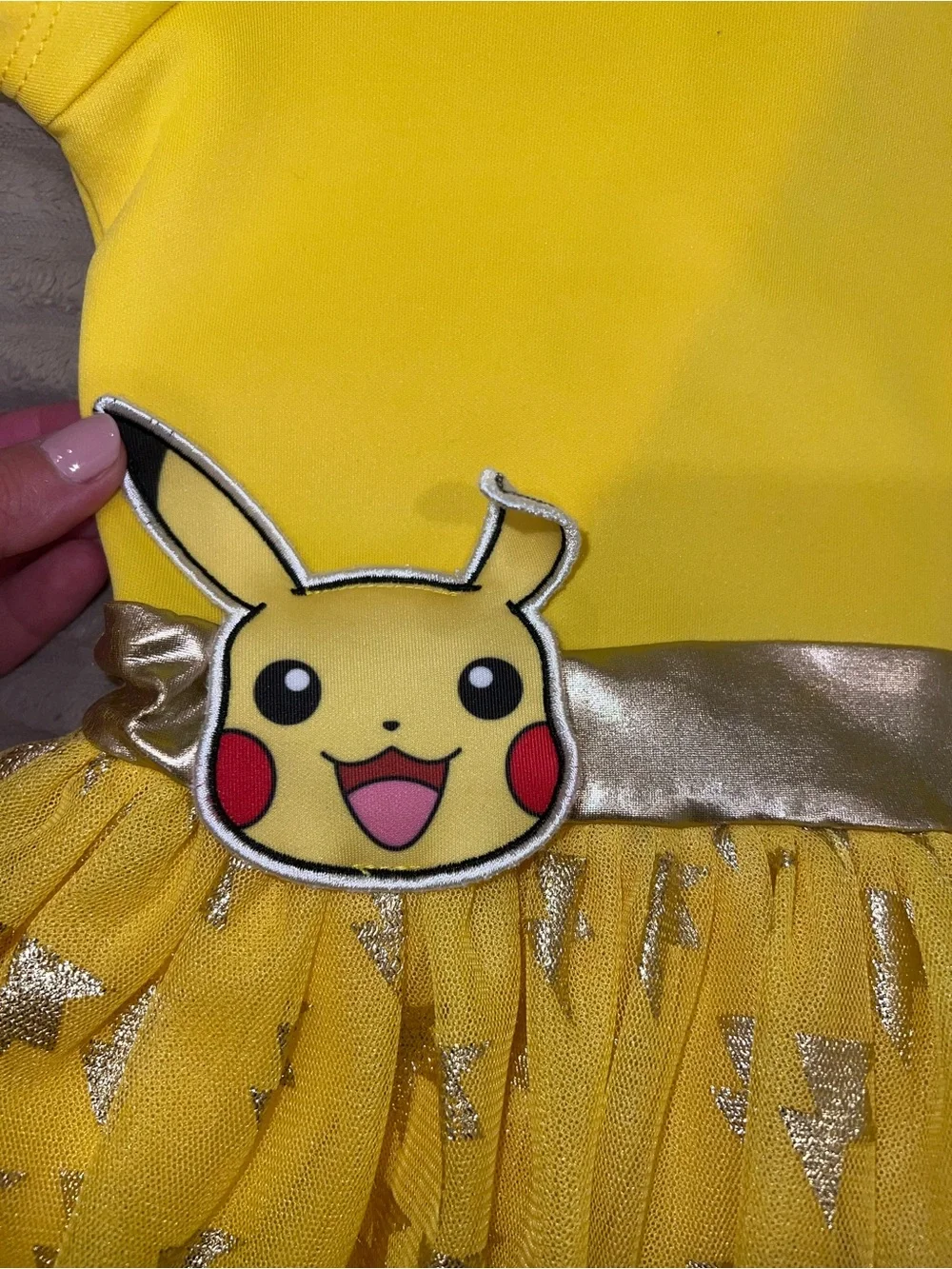 Pokémon Pikachu Girls Hooded Costume Dress Yellow Gold Tulle Size 7/8
